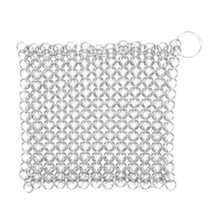 Grofry Square Stainless Steel Cast Iron Skillet Cleaner with Hanging Ring Practical Efficient Chainmail Cleaning Scrubber Kitchen Accessories, Other