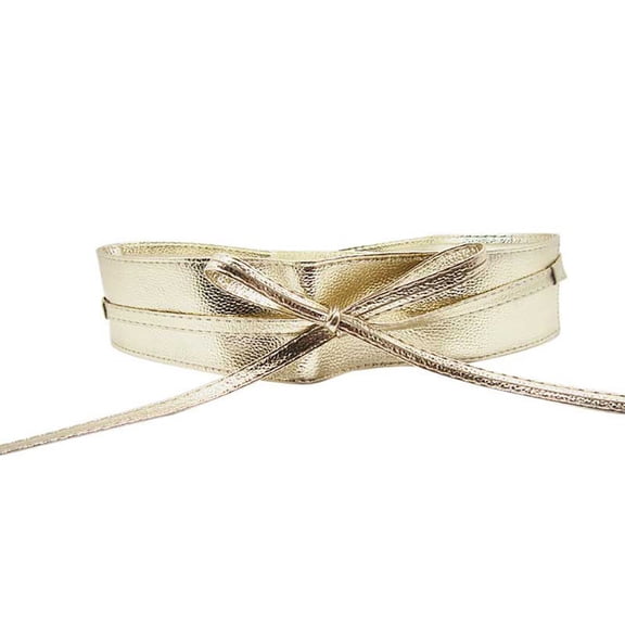 JANGSLNG Waist Belt Firm Soft Faux Leather Self Tie Wide Waist Band for Women