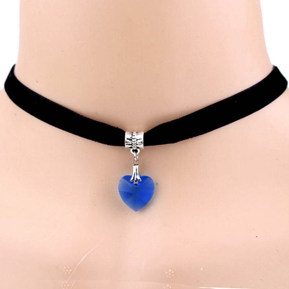 JANGSLNG Women Gothic Heart Rhinestone Pendant Velvet Choker Short Necklace Jewelry Gift
