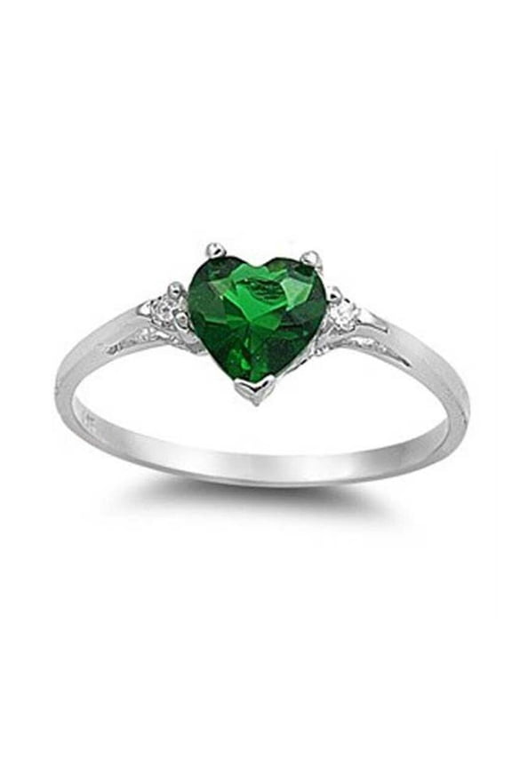 Women Ring Shiny Cubic Zirconia Inlaid Temperament Geometric Bright Luster Decoration Emerald Heart-shaped Promise Ring Fashion Jewelry for Girlfriend