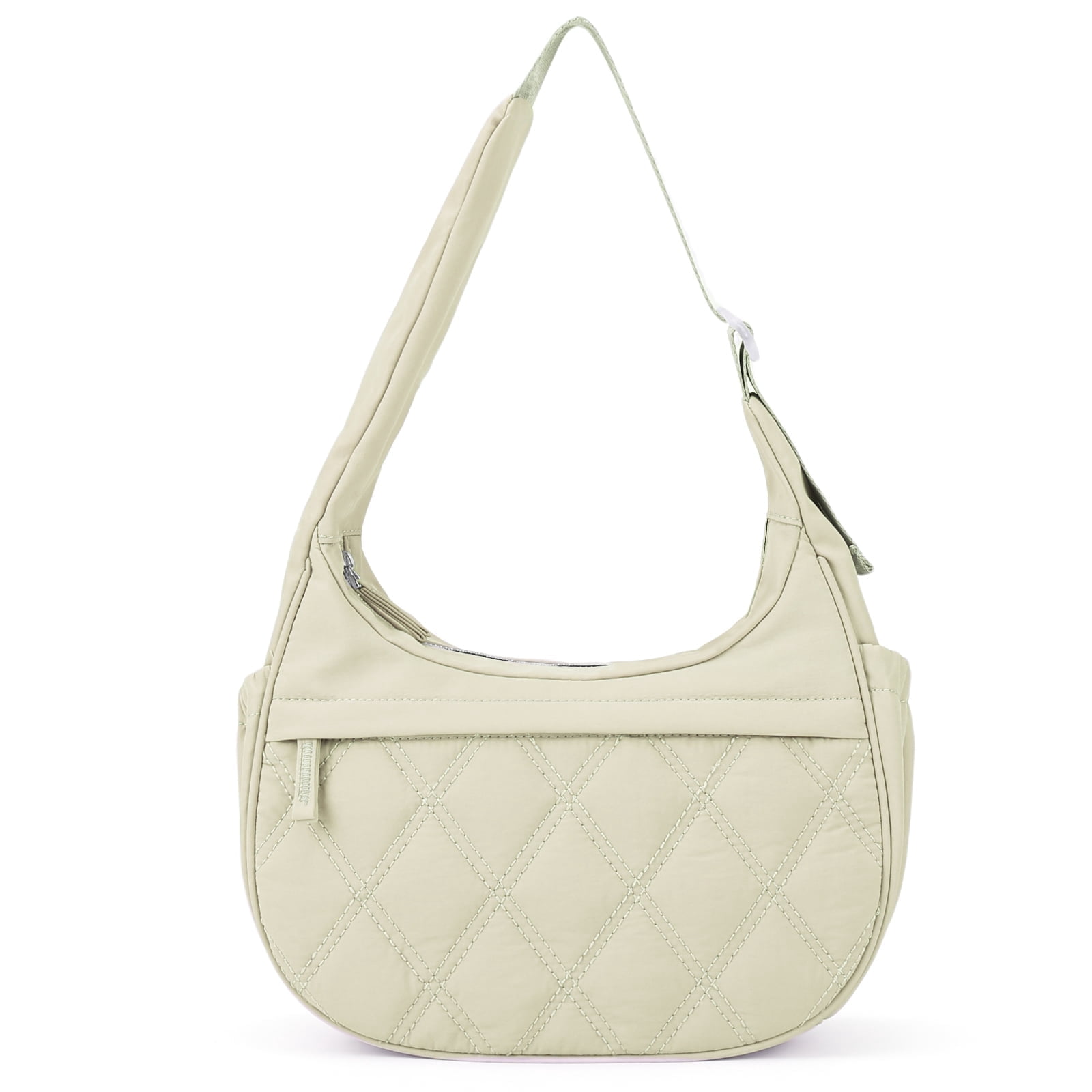 JANKS Small Puffer Crescent Shoulder Bag for Women, Nylon Quilted Puffy Crossbody Purse, Cute Hobo Shoulder Handbags （Green)