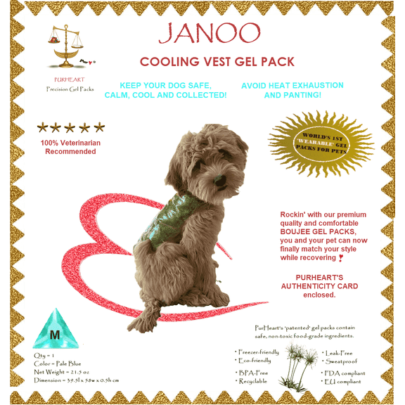JANOO - Dog's Cooling Vest 'In Style', The World's First 'Wearable' Gel Packs for Dogs, VET-Approved Cooling TX