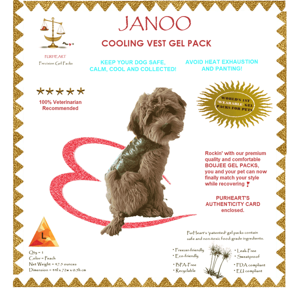 JANOO - Dog's Cooling Vest 'In Style', The World's First 'Wearable' Gel Packs for Dogs, VET-Approved Cooling TX