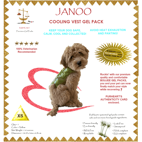 JANOO - Dog's Cooling Vest 'In Style', The World's First 'Wearable' Gel Packs for Dogs, VET-Approved Cooling TX