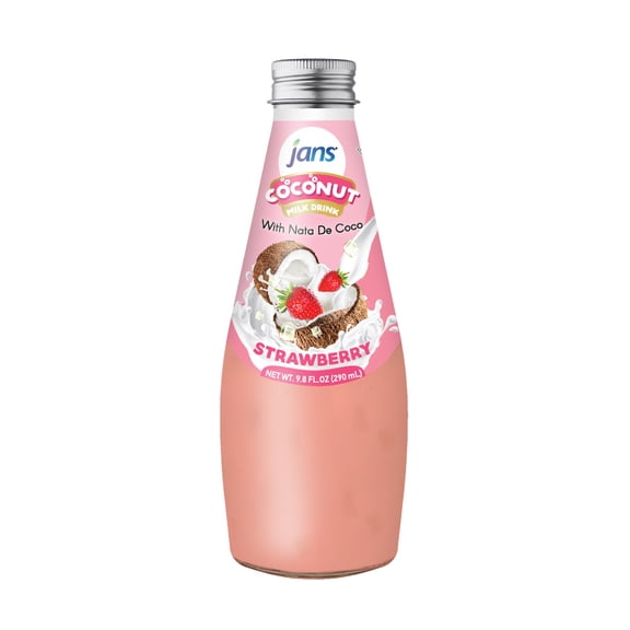 JANS COCONUT MILK DRINK (with NATA DE COCO) STRAWBERRY 9.8 OZ (Strawberry, Pack of 12)