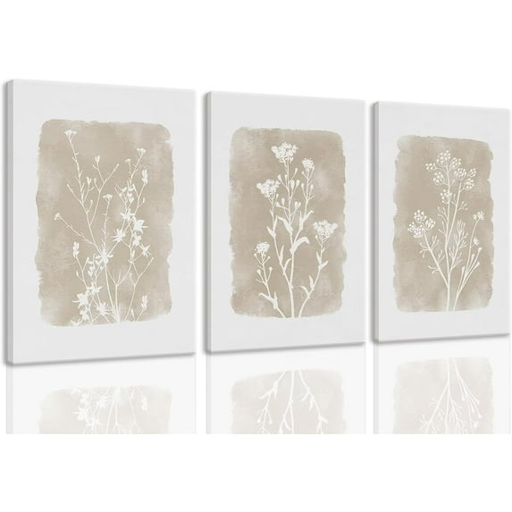 JANS.NO1 Colorful Wildflower Canvas Wall Art, Floral Wall Art, Watercolor Flower Wall Decor Flowers Pictures Prints Floral Painting Set of 3 for Living Room Girls Bedroom Bathroomin