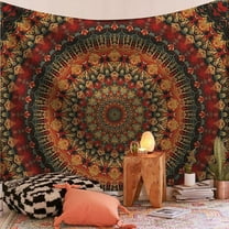 JANS.NO1 Cool Colorful Mandal Tapestry Popular Handicrafts Indian hippie Bohemian Wall Hanging Psychedelic Floral Mandala Wall Art For College Dorm Beach Throws Table Cloth Bedding Tapestry