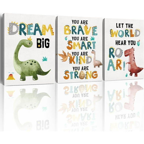 JANS.NO1 Dinosaur Room Decor: Dinosaur Wall Art for Boys' Bedroom, Nursery, Playroom