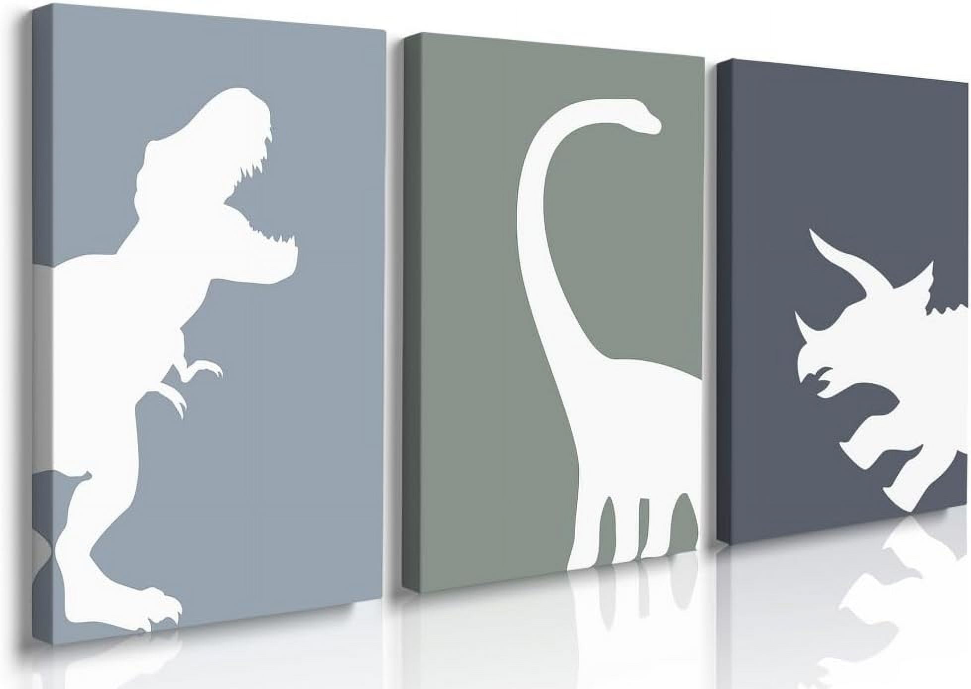 JANS.NO1 Dinosaur Wall Decor T-Rex Art Set of 3, Boys Room Aesthetic Posters, Animal Nursery Print for Kids Toddler Decor