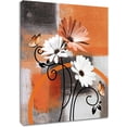 thumbnail image 1 of JANS.NO1 Farmhouse Orange Floral Wall Art for Bathroom Grey and White Geometric Canvas Wall Art Wall Paintings Home Decor Minimalist Wall Pictures for Living Room Bedroom Office Ready To Hang, 1 of 6
