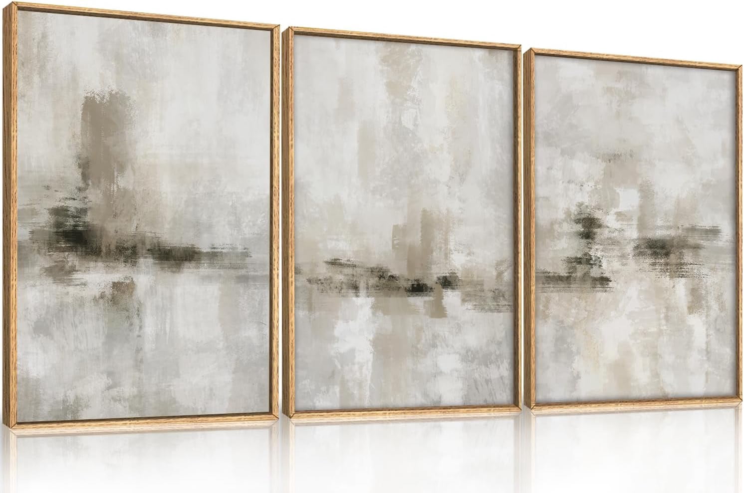 Curated visual reference: Fresh Look at Jans No1 Large Minimalist Textured Canvas Wall Art Set Neutral