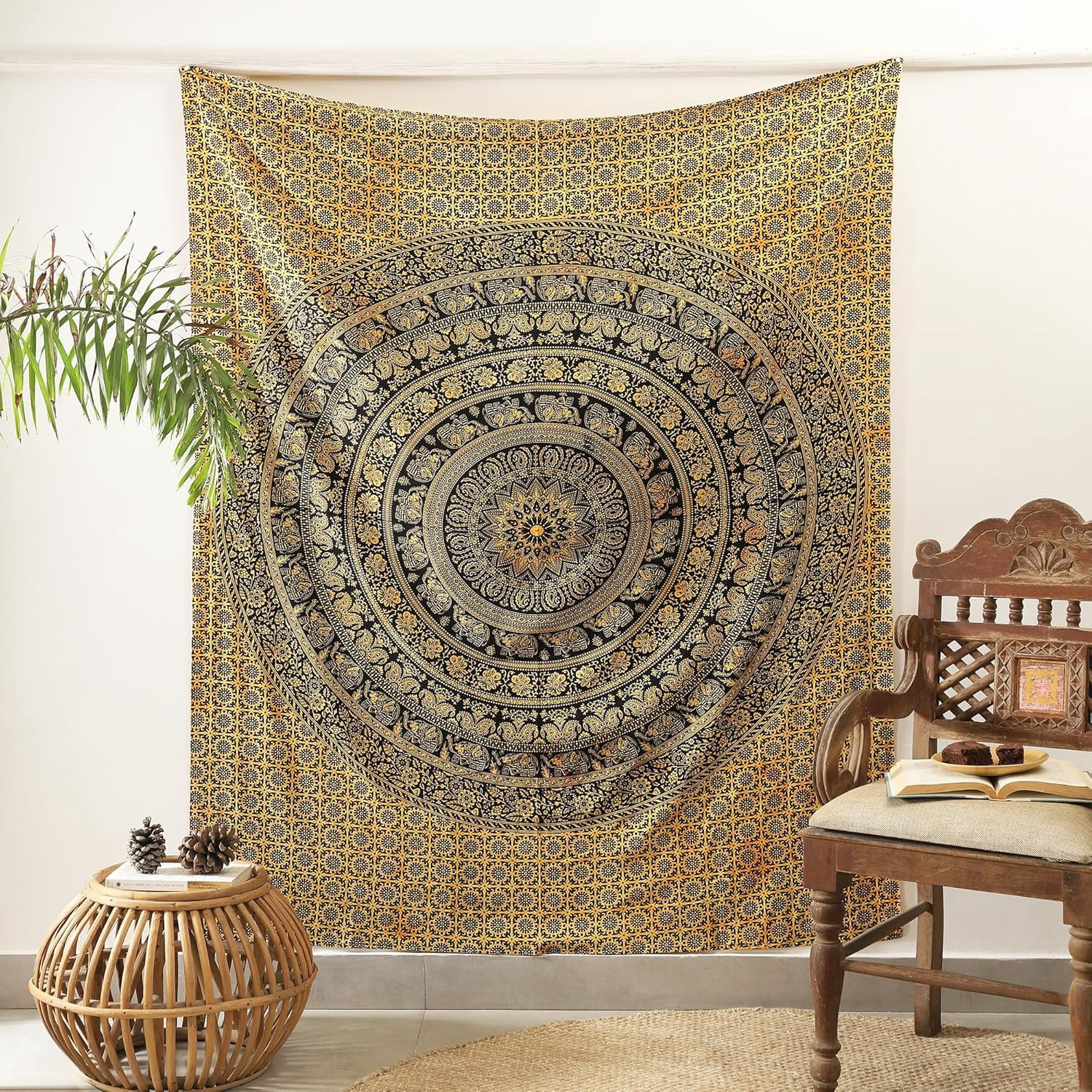 JANS.NO1 Mandala Hippie Tie dye Psychedelic Elephant Tapestry Wall ...