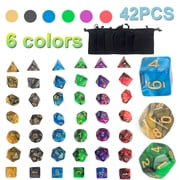 JANSION 42pcs/set Polyhedral Dice Pearlized Effect Galaxy dice setDouble-Color Polyhedral Dice for Dungeons and Dragon Board Game Dice6 sets * 7 dices