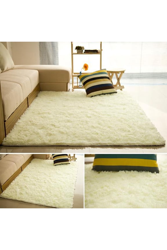 Area Rugs Soft Faux Fur Silky Rug Baby Nursery Childrens Room Rug Fluffy Bedside Rugs for Bedroom Thick Floor Carpet