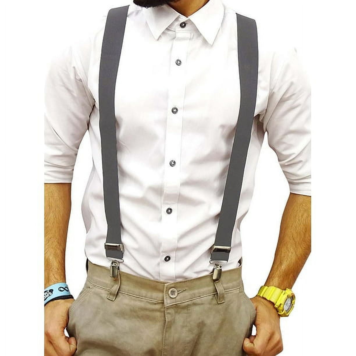 Buy HAPPY FRIDAYS Men's Adjustable Elastic 6 Clips Suspenders