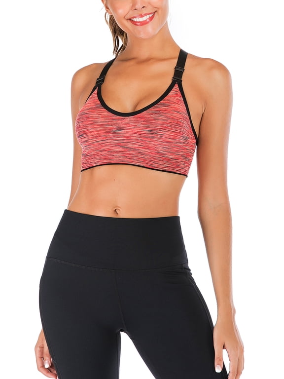 Women's Sports Bra Seamless Paded Racerback Support for Gym Workout Fitness Yoga Bra 6 Color Size S-2XL