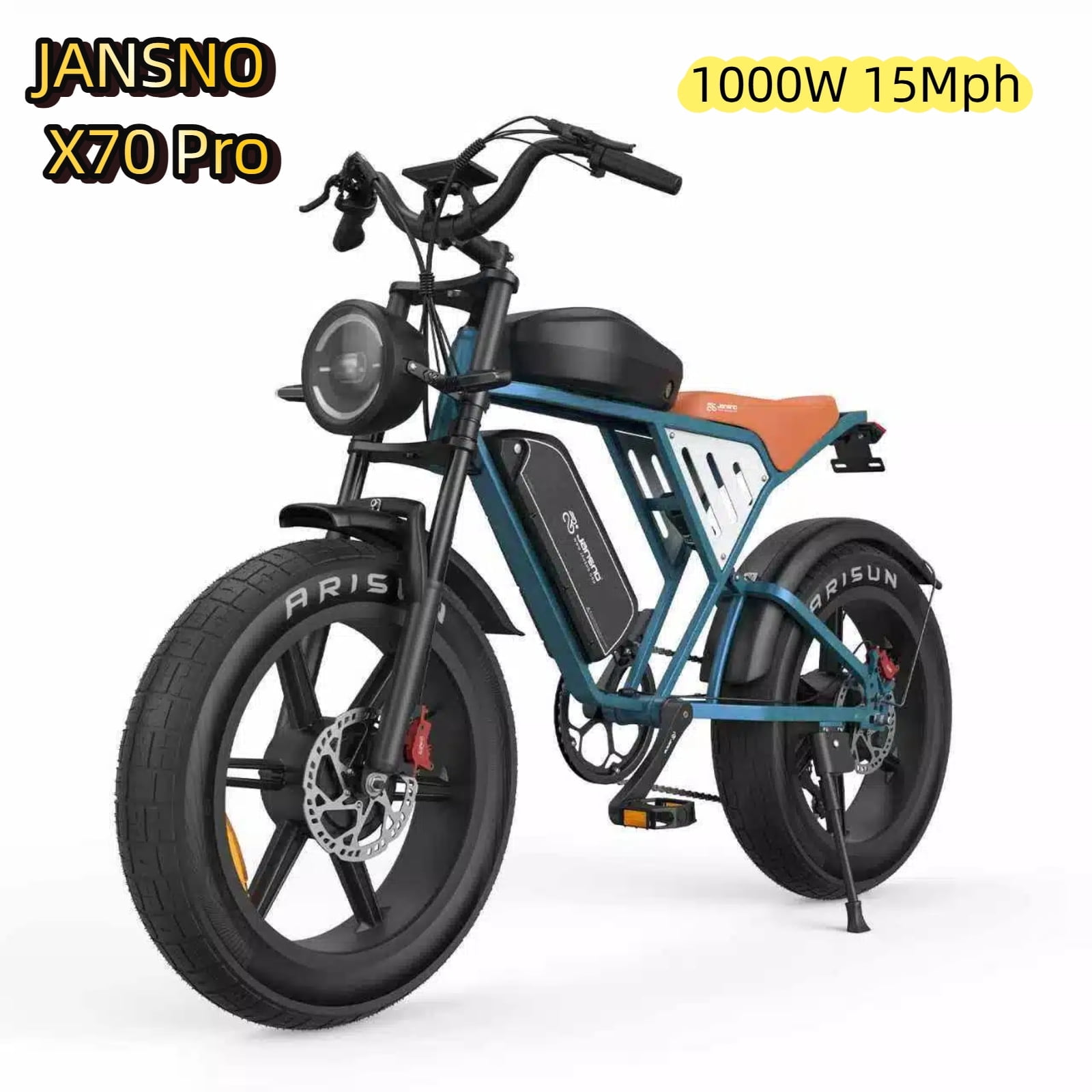 JANSNO X70 Pro Fat Tire Electric Bike,1000W Motor,48V 34Ah Dual Removable Batteries,30MPH,7-Speed,UL2849 Certified,80-Mile Range