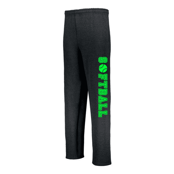 JANT girl Black Softball Sweatpants (Youth Large 14/16, Neon Green)