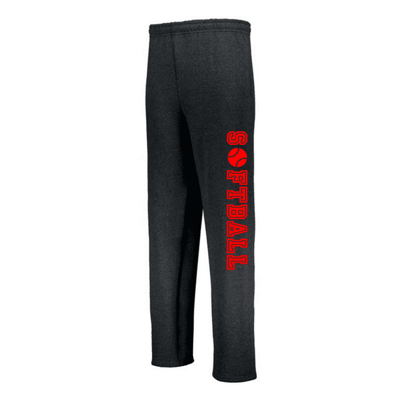 JANT girl Black Softball Sweatpants (Youth Small 6/8, Red)