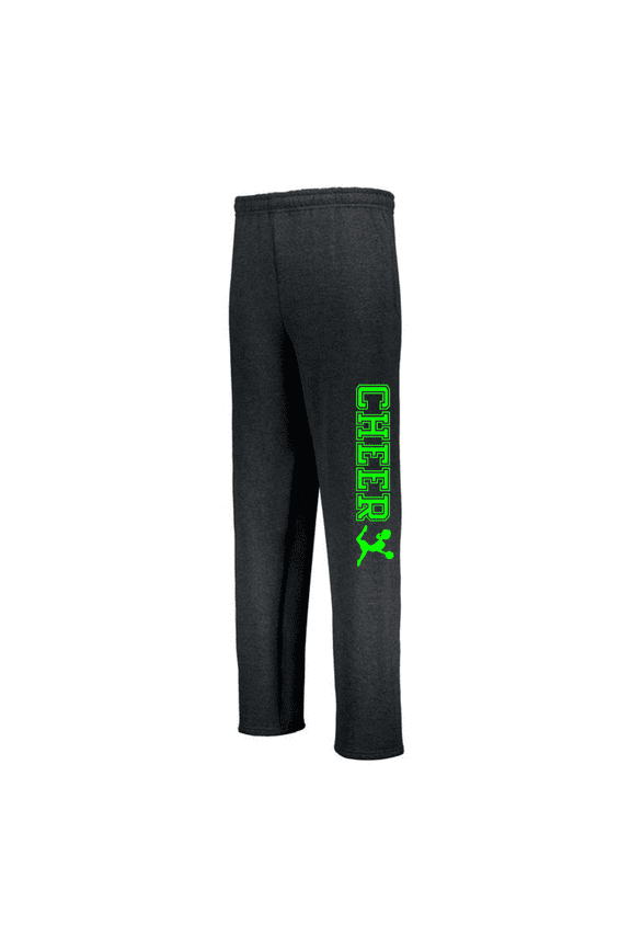 Black Youth Cheerleading Sweatpants (Youth Large 14/16, Neon Green)