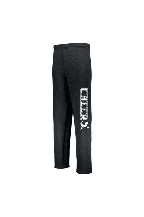 Black Youth Cheerleading Sweatpants (Youth Medium 10/12, White)