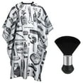 thumbnail image 1 of JANYUN White Floral Print Professional Hair Cutting Salon Barber Cape with Neck Duster Brush, Hair Cutting Accessory, 1 of 7