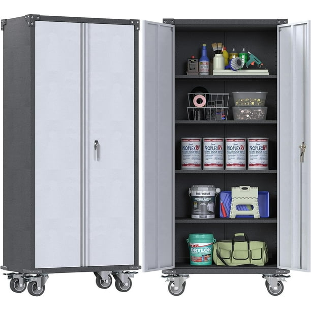 JAORD 71" Tall Metal Storage with Doors and 4 Adjustable