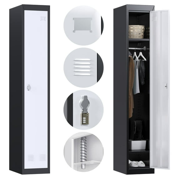 JAORD 72 '' Metal Locker with 1 Door, Metal Storage Cabinet with Lockable Door, Lockers for Storage for School, Gym, Home, Office Assembly Required