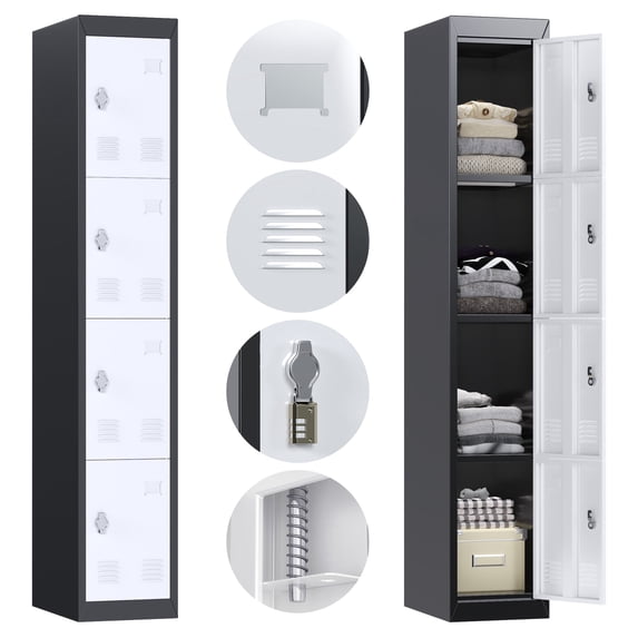 JAORD 72 '' Metal Locker with 4 Doors, Metal Storage Cabinet with Lockable Door, Lockers for Storage for School, Gym, Home, Office Assemble Required