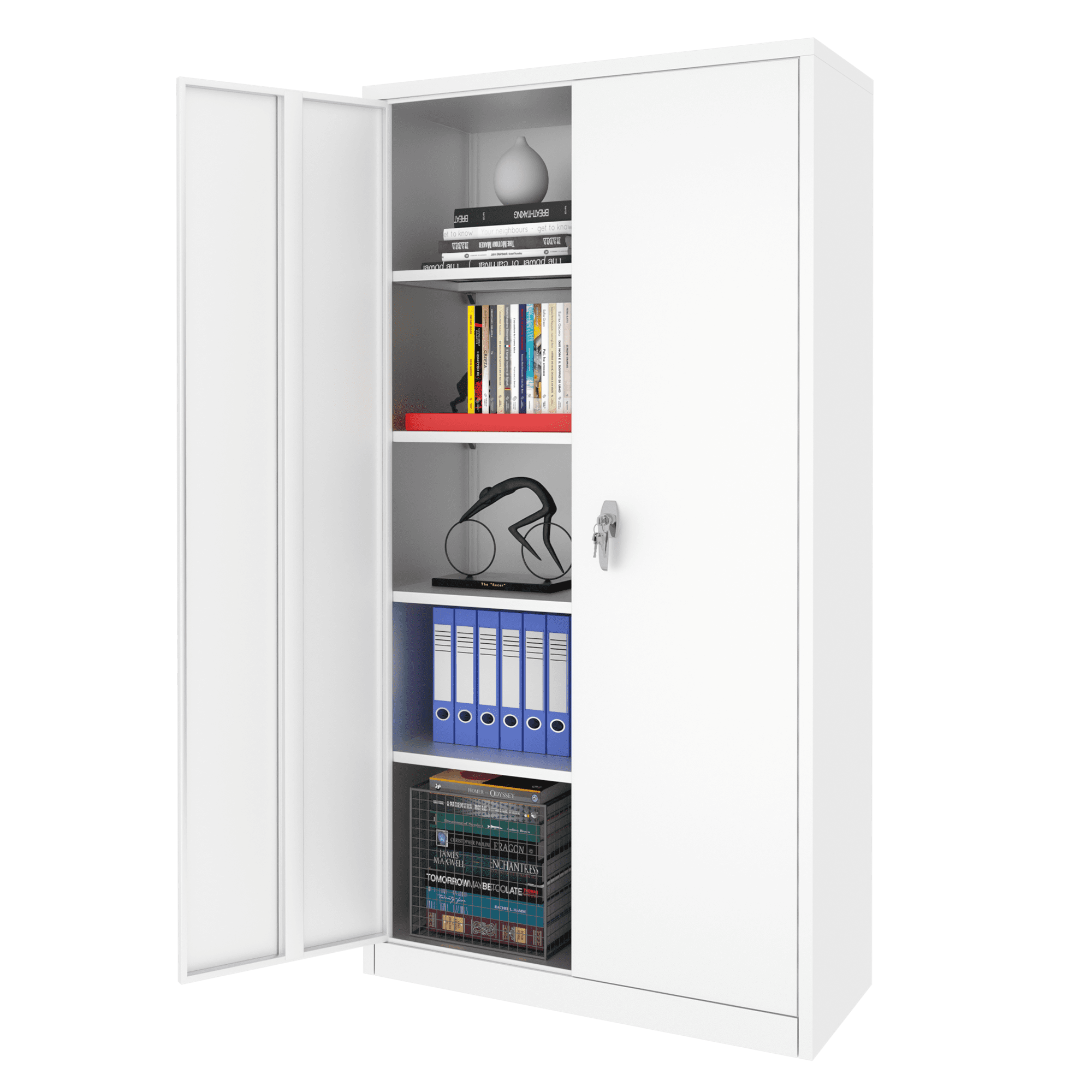 JAORD 72" Tall Metal Garage Storage ，Storage with 4 Adjustable Shelves & 2