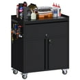 thumbnail image 1 of JAORD Metal Mobile Storage Cabinet with 1 Drawer, Storage Chest for Garage Utility Room,Black, Assembly Required, 1 of 7