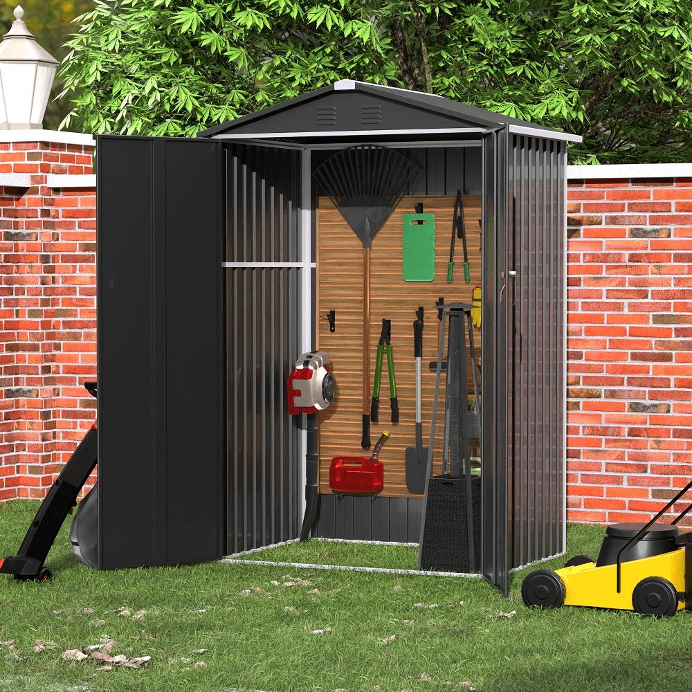 JAORD Metal Outdoor Storage Shed, Steel Utility Tool Shed Storage House ...