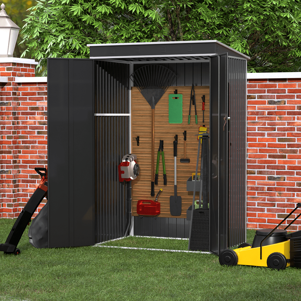 JAORD Metal Outdoor Storage Shed, Steel Utility Tool Shed Storage House