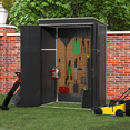 thumbnail image 1 of JAORD Metal Outdoor Storage Shed, Steel Utility Tool Shed Storage House with Door & Lock, Metal Sheds Outdoor Storage for Backyard Garden Patio Lawn (H6'xW4'x D3') Black&White, 1 of 5