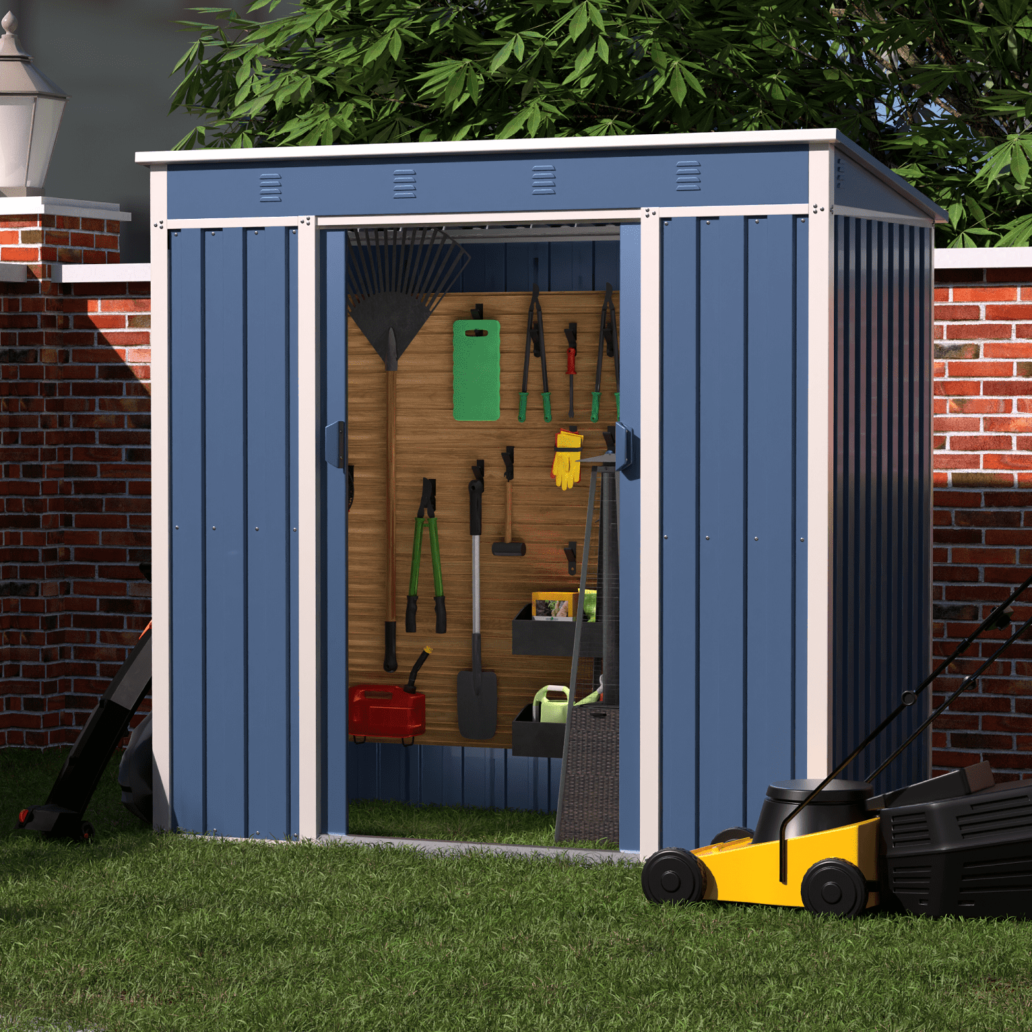 JAORD Metal Outdoor Storage Shed,Steel Utility Tool Shed Storage House