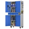 thumbnail image 1 of JAORD Metal Storage Cabinet with 2 Drawer and Pegboards,71" H Top Workbench Mobile Tool Chests Garage Cabinets with 4 Wheels,Tool Cabinets for Home,Office,Shop，Assembly Required, Blue, 1 of 7