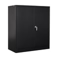 thumbnail image 1 of JAORD  Metal Storage Cabinet, Storage Cabinet with 2 Adjustable Shelves, Steel Counter Cabinet with Lockable Doors for Home Office (Black), 1 of 8