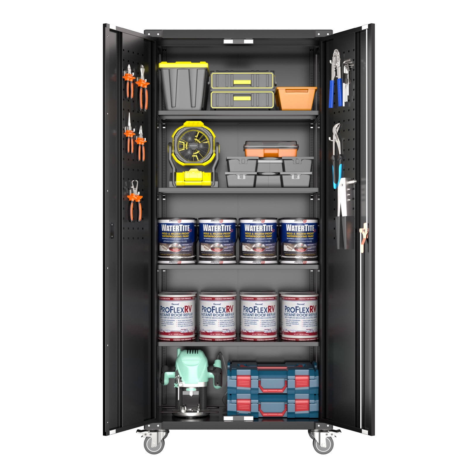 JAORD Metal Storage with Wheels,72 Inch Lockable Storage
