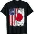 JAPANESE ROOTS Half American Flag JAPAN TShirt