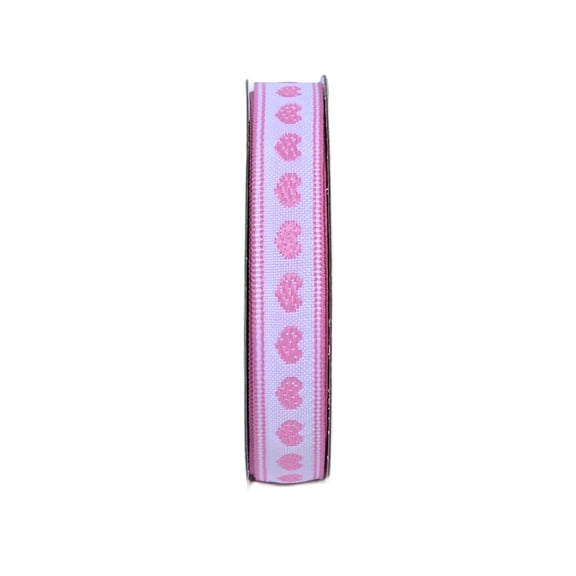 Gwen Studios 1/2" Pink Jacquard Hearts Ribbon, 3 yards