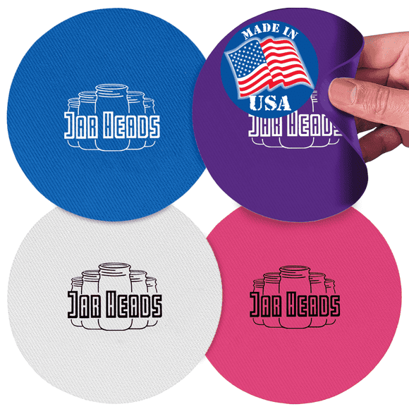 JAR HEADS Rubber Jar Opener Gripper Pad 4 Pack - Thick 5 Inch Grippers for Opening Jars Made in the USA - Jar Bottle Opener for Weak Hands & Seniors with Arthritis