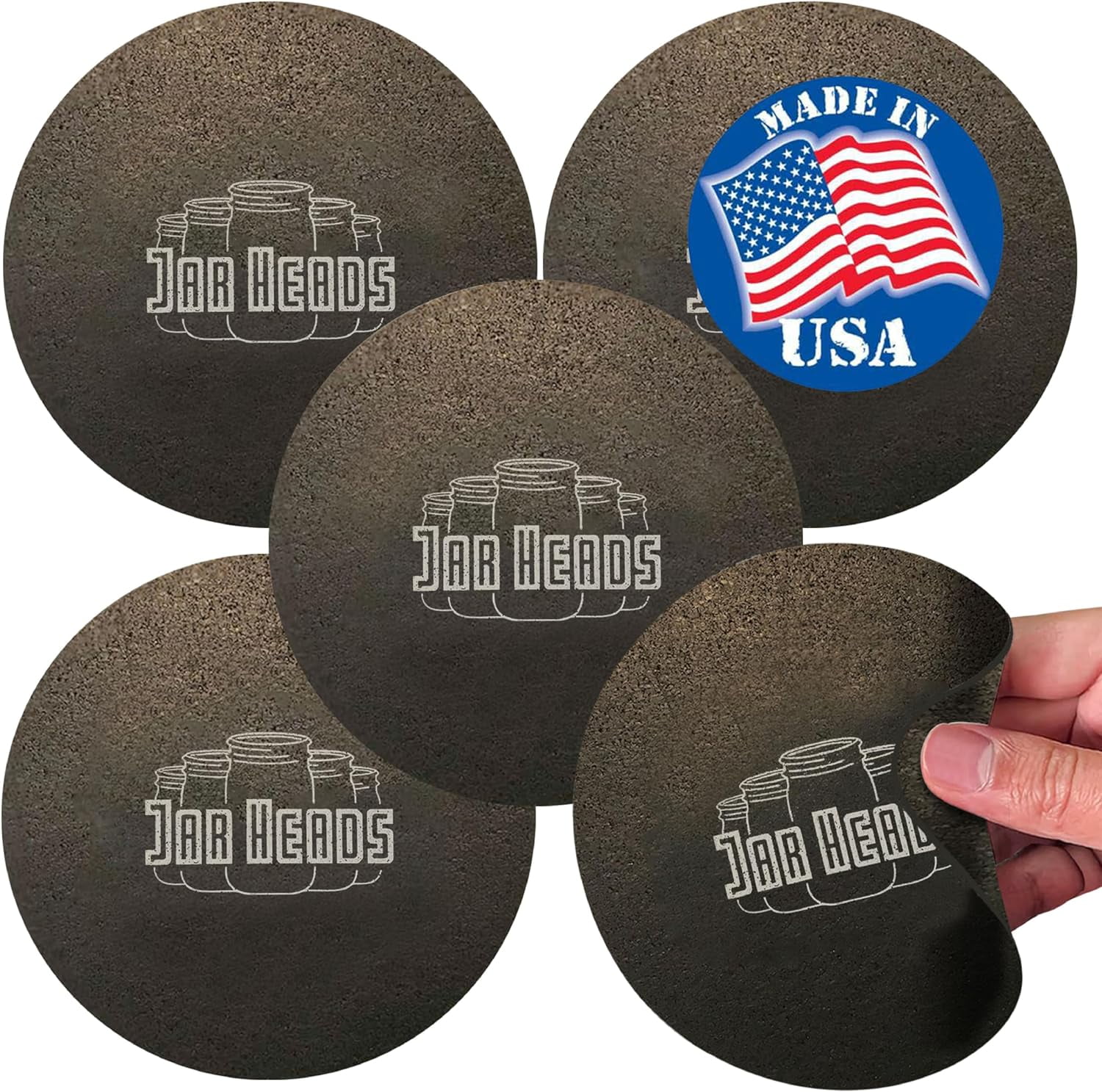 JAR HEADS Rubber Jar Opener Gripper Pad 5 Pack Thick 5 Inch Grippers