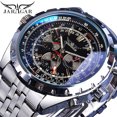 thumbnail image 1 of JARAGAR Blue Glass Design Black Silver Automatic Watch Stainless Steel Date Clock Luminous Men Business Mechanical Wristwatch, 1 of 7
