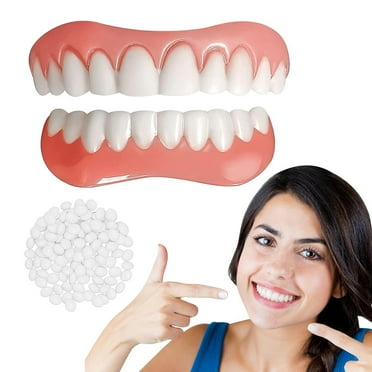 JARENGO 2 Pcs Fake Teeth, Veneers Dentures Socket for Women and Men Natural Shade