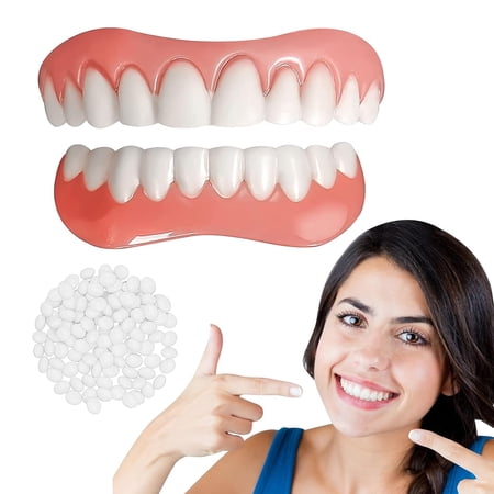 JARENGO 2 Pcs Fake Teeth, Veneers Dentures Socket for Women and Men Natural Shade