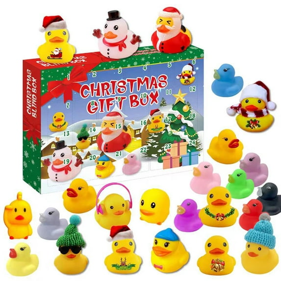 JARENGO 2025 Christmas Countdown Calendar Blind Box Toy, 24 Rubber Ducks Creative Christmas Gifts, Rubber Ducky Bath Toy, Christmas Gift