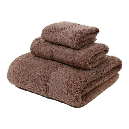 JARITTO Bathroom Towels Bale Set 3-Pieces 100% Cotton Bathroom Linen Soft Absorbent Durable 1x Bath Towel + 1x Hand Towel + 1x face Cloth (Coffee)
