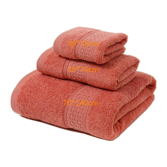 JARITTO Bathroom Towels Bale Set 3-Pieces 100% Cotton Bathroom Linen Soft Absorbent Durable 1x Bath Towel + 1x Hand Towel + 1x face Cloth (Red)