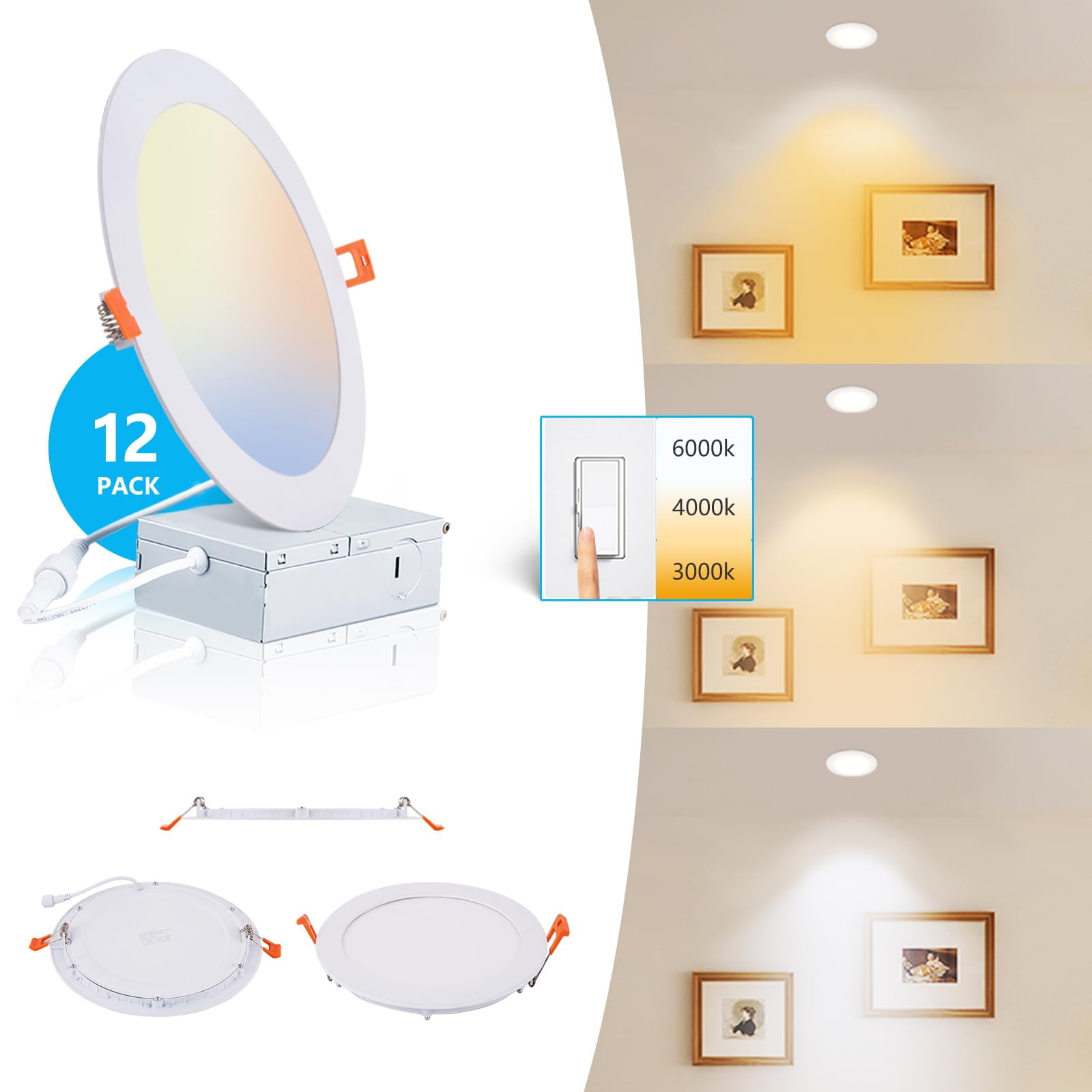 JARLSTAR 8 Inch LED Recessed Light with Junction Ultra Thin LED ...