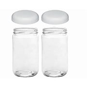 Jarming Collections 32oz Wide Mouth Glass Storage Jars   Extra-Wide Opening with BPA-Free Plastic Lids for Easy Filling, Food Storage, Pantry Organization & Canning Storage 2 White Dome Lids